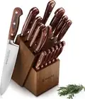 Knife Set, 15-Piece Kitchen Knife Set with Block Wooden German Stainless Steel