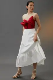 ANTHROPOLOGIE Bow-Tie Maxi Dress size 2 new nwt red