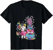 [X.Style] Kids 4th Birthday Girl Cute Unicorn Rainbow Cake ds646 T-Shirt (S)