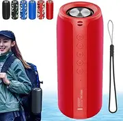 Aursear Waterproof Bluetooth Speaker, Outdoor Portable Bluetooth Speakers Wireless, Ipx5 Waterproof Bluetooth Speaker with Loud Stereo Sound, TWS Dual Pairing/Bluetooth 5.0/LED Lights (Red)
