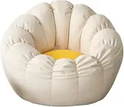 SYRAD Bean Bag Chair Cover (Cover Only, No Filler), Lazy Sofas Cover Petal-Shaped Beanbag Chair Cover, Lounger Seat Bean Bag Cover for Organizing Plush Toys Or Textile,Beige,M