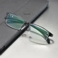 在飛比找蝦皮購物優惠-新款男士商務金屬半框近視眼鏡 無度數 近視眼鏡 平光眼鏡 抗