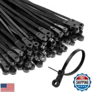 BethTie 120 PCS Black Zip Ties with Screw Hole Assorted Sizes, Mountable Head