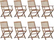 Garden Chair Folding Outdoor Chairs 8 pcs Solid Wood Acacia Patio Seating
