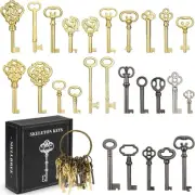 Skeleton Key Set, 26-Key Universal 1.2-3.2inchs, Gold/Silver/Black
