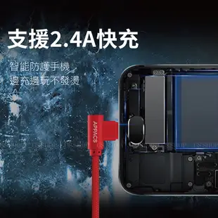 神手 手遊必備 L型 彎頭 2.4A 充電線 Micro USB 快充 傳輸線 三星 小米 安卓充電線