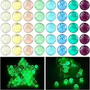 48 Pieces Marbles Glow in The Dark for Kids Mixed Colors Luminous Glass Marbles Runs for Kids Games DIY and Home Decoration(0.8 CM/ 0.32 Inch)