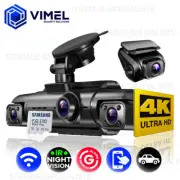 Vehicle Triple Lens Dash Camera 128GB WIFI 4 Channel Rear Camera ULTRA HD 4K
