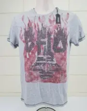 Buffalo David Bitton Mens Taflores Logo Graphic T-Shirt , Gray, Size: M