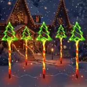 Candy Cane Pathway Lights Christmas Garden Outdoor Decorations 5 In 1 Tree Modes