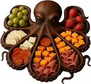Wood Octopus Charcuterie Tray Platter,Funny Octopus Charcuterie Board,Seafood Serving Platter for Kitchen Farmhouse Charcuterie Cheese Meat Fruit for Seafood Lovers