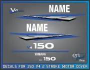Yamaha 150hp V4 2Stroke Outboard Engine Replacement Die-Cut Stickers Blue & Silv