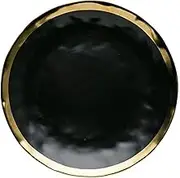 Gilt Edging Porcelain Plate Minimalist Style Western Food Salad Dish Steak Plate Household Round White Black Kitchen Tableware (Color : 005)