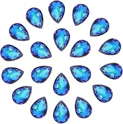 uxcell 20 Pcs 3D Teardrop Rhinestones Diamond Nail Charm Crystal Pointback K9 Glass Rhinestones Crystal Gems for Jewelry Making, Craft, 10x14mm, Dark Blue