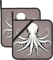 Octopus Design Potholders BBQ Pot Holders for Heat Resistant Potholder, Hot Pads,Cooking Baking(2-Pack)