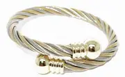 Magnetic Wrist Bangle - Rope Twist - Gold and Silver