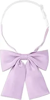 [Elerevyo] Women's Metallic Shiny Bow Ties Solid Color Square End Pre-tied Bow Ties for Uniform