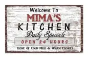 Deluxe Wood Magnet Welcome to Mima's Kitchen 5x8 Inches Magnetic Grandma Sign