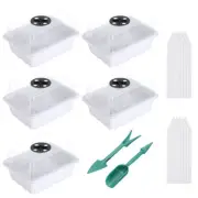 5 Pack 12 Cell Seeding Starting Tray Kit for Greenhouse Planting, White