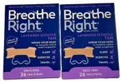 52 BREATHE RIGHT NASAL STRIPS, LAVENDER SCENTED TAN ( 2 x 26 CT ) FRESH BOXES!