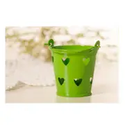7PC Heart Hollow Round Pen Holder Decoration Adorable Mini Desktop Storage Bucket Iron Pencil Holder Stand(Green)