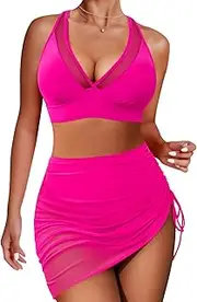 [Okdance] High Waisted Bikini Set Tummy Control Bikini Sets for Women, Push Up Bikinis 2 Piece Swimsuit, Adjustable Swimming Costumes for Grils Womens Beach Water Sport
