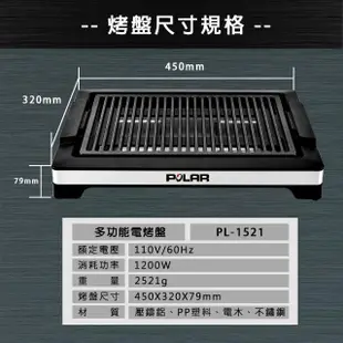 【POLAR普樂】多功能電烤盤 PL-1521(PL-1521)