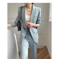 在飛比找蝦皮商城精選優惠-【Hana時尚】韓風時髦西裝套裝女  霧霾藍職業氣質西裝套裝