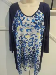 AUTOGRAPH NWOT SIZE 22 GORGEOUS NAVY BLUE SATINY PATTERN SHIFT DRESS #