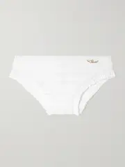 [Chloé] Chloé - Embellished Ruffled Broderie Anglaise Bikini Briefs - White - FR 42 FR 42 White
