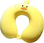 WAYUTO Memory Foam Neck Pillow for Kids Adults Cartoon U-Shaped Neck Pillow Cute Duck Neck Rest Cushion Super Soft Travel Pillow Head Neck Support Pillow for Airplane Bus Train Car Yellow