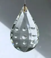 50mm Faceted Dimples Teardrop Crystal Clear Pendant Prism Suncatcher 2"