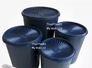 Tupperware Servalier Canisters Canister Set 4 indigo Blue Seals No Scoops.