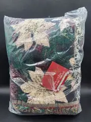 Royal Tapestry By Chatham blanket Christmas Poinsettia 53” X 69” NEW