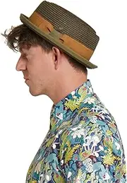 [DASMARCA] Mens Summer Paper Straw Telescope Crown Retro Porkpie Hat - Rico