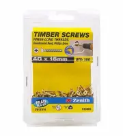 Zenith TIMBER SCREW HINGE-LONG Thread PHILLIPS Drive BRASS PLATED 4Gx16mm 100pcs