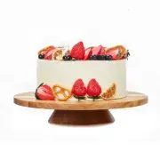 12" Acacia Wood Revolving Cake Stand, 2" High Rotating Cake Turntable, Wooden...