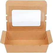50pcs Kraft Paper Lunch Boxes with Window for Food Takeout - Eco-Friendly Disposable Salad, Sandwich, and Fried Chicken Packaging, Various Sizes, Oil and Leak-Proof