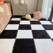 Soft Climbing Area Rugs - Square Plush Foam Carpet Tiles | Soft and Thick Velvet Square Protective Floor Mat for Kids Room, Playroom, Nursery, Bedroom