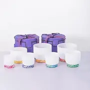 Frosted Crystal Singing Bowl Set, 6-12 Inch Kit, 7pcs 12C 11D 10E 9F 8A 7G 6B, With Carrying Cases, Singing Bowl Mallets, For Sound Healing, Meditation, Yoga(440Hz)