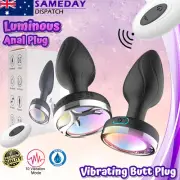 Luminous Vibrating Anal Plug Remote Control Wearable Butt Vibrator Adult Sex Toy