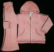 4 NWT Pumpkin Patch TOWN AND COUNTRY 2p Set Pink Hood Velour JACKET PANTS Girls