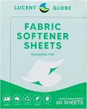 [Lucent Globe] Fabric Softener Sheets Eco-Friendly Ultra Concentrated Fabric Softener Biodegradable Plastic-Free Packaging Plant-Based + Enzymes (1 Pack of 60 Sheets, Fragrance Free)
