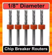 1/8" Diameter Chip Breaker Router Bits 5 Pcs. Solid Carbide 1/8" Shank R172