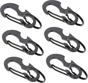 Abaodam 6Pcs D Shape Locking Carabiner Clips Heavy Duty Multi Purpose Metal Snap Hooks for Outdoor Activities Hiking Camping Bottle Openers Smooth Edges for Safety