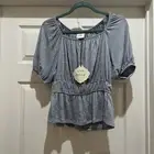 Knox Rose Top XSmall Peasant Boho Square Neck Short Sleeve Blouse NEW