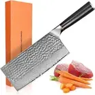 7" Japanese Damascus Meat Cleaver - Razor Sharp Kitchen Knife with G10 Handle