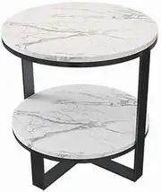 Exquisite Bedside Cabinets 2-Tier Marble Coffee Table, Multifunction Snack Table Home Living Room Bedroom Sofa Side Table Multifunction Storage Table Basket Table (Color : A, Size : 50 * 50 * 55CM)