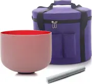 8 Inch C Note Root Chakra Red Colored Crystal Singing Bowl with Carrying Case fo