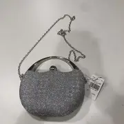 Haute Sauce Textured Handbag with Chain Strap Silver